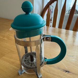 Teal French Press Coffee Maker - Durable Glass & Stainless Steel